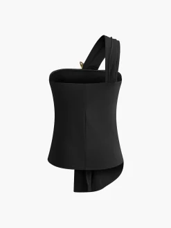 New Asymmetrical One Shoulder Metal-Butterfly Tank Top Tank Tops & Camis|Tops