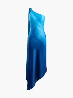 Hot Asymmetrical One Shoulder Gradient Long Dress Cocktail & Party Dresses|Summer Dresses