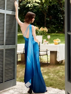 Hot Asymmetrical One Shoulder Gradient Long Dress Cocktail & Party Dresses|Summer Dresses