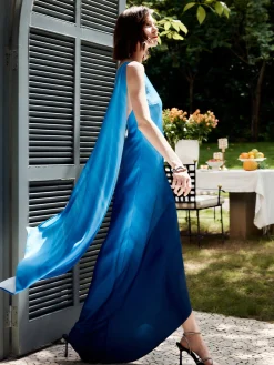 Hot Asymmetrical One Shoulder Gradient Long Dress Cocktail & Party Dresses|Summer Dresses