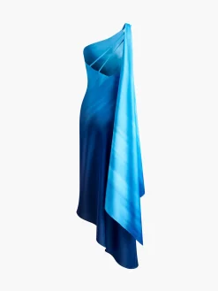 Hot Asymmetrical One Shoulder Gradient Long Dress Cocktail & Party Dresses|Summer Dresses