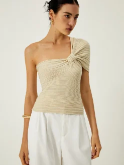 Discount Asymmetrical One Shoulder Knotted Knit Top Sweater Tops|Sweaters & Cardigans