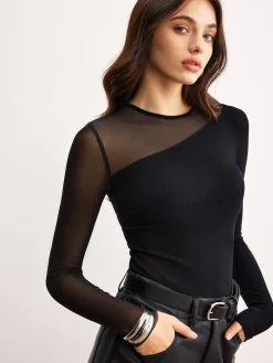 Sale Asymmetrical Panel Jersey Top T-shirts|Tops