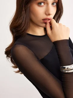 Sale Asymmetrical Panel Jersey Top T-shirts|Tops