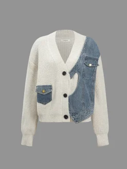 Asymmetrical Patchwork Pockets Cardigan Cardigans|Sweaters & Cardigans
