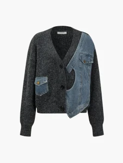 Asymmetrical Patchwork Pockets Cardigan Cardigans|Sweaters & Cardigans