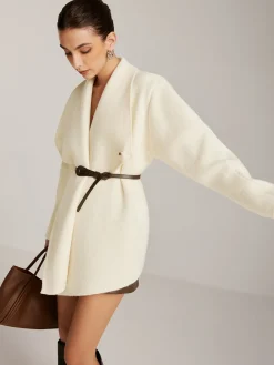 Sale Asymmetrical Plain Belted Knit Outerwear Sweater Tops|Outerwear