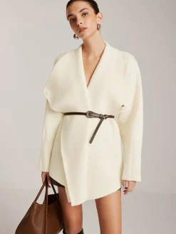 Sale Asymmetrical Plain Belted Knit Outerwear Sweater Tops|Outerwear