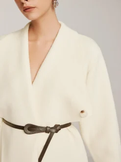 Sale Asymmetrical Plain Belted Knit Outerwear Sweater Tops|Outerwear