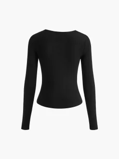 Outlet Asymmetrical Plain Long Sleeve T-Shirt T-shirts|Tops