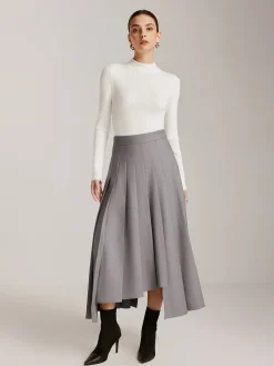 Hot Asymmetrical Pleated Pockets Skirt Skirts|Bottoms