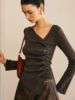 Outlet Asymmetrical Pleated Slim Sweater Sweater Tops|Sweaters & Cardigans