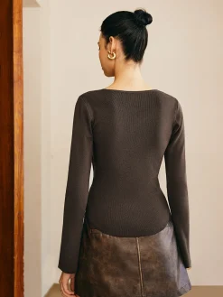 Outlet Asymmetrical Pleated Slim Sweater Sweater Tops|Sweaters & Cardigans