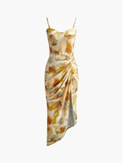 Clearance Asymmetrical Pleated Split Cami Dress Cocktail & Party Dresses|Summer Dresses