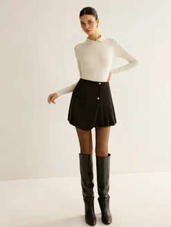 Discount Asymmetrical Pleated Zipper Skirt Skirts|Matching Sets
