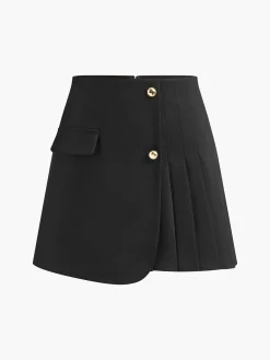 Sale Asymmetrical Pleated Zipper Skirt Skirts|Matching Sets