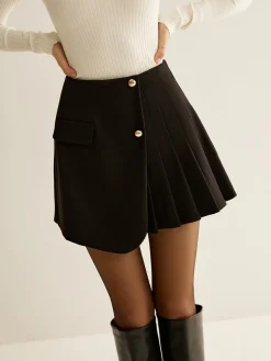 Sale Asymmetrical Pleated Zipper Skirt Skirts|Matching Sets