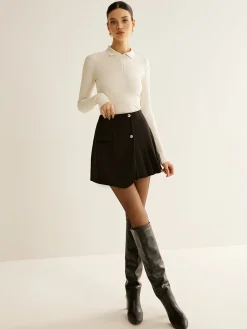 Sale Asymmetrical Pleated Zipper Skirt Skirts|Matching Sets