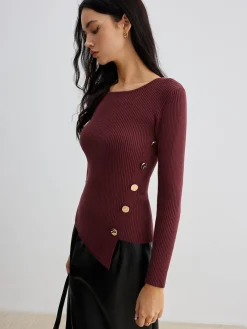 Hot Asymmetrical Ribbed Slim Sweater Sweater Tops|Sweaters & Cardigans