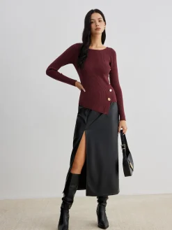 Hot Asymmetrical Ribbed Slim Sweater Sweater Tops|Sweaters & Cardigans