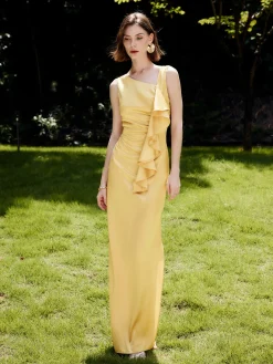 Best Asymmetrical Ruffle Backless Long Dress Cocktail & Party Dresses|Vacation Dresses