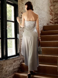 New Asymmetrical Ruffle Strapless Dress Cocktail & Party Dresses|Vacation Dresses