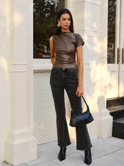 New Asymmetrical Skinny Faux Leather Tank Top Tank Tops & Camis|Tops
