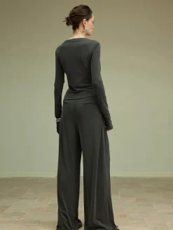 Best Asymmetrical Slim Jersey Blouse Blouses & Shirts|Matching Sets