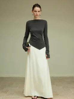 Best Asymmetrical Slim Jersey Blouse Blouses & Shirts|Matching Sets