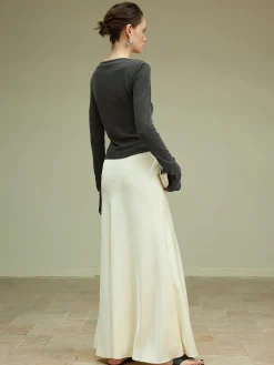 Best Asymmetrical Slim Jersey Blouse Blouses & Shirts|Matching Sets
