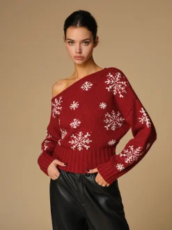 New Asymmetrical Snowflake Knit Top Sweater Tops|Sweaters & Cardigans