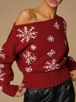 New Asymmetrical Snowflake Knit Top Sweater Tops|Sweaters & Cardigans