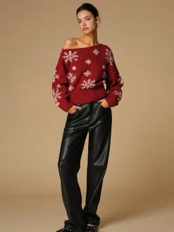New Asymmetrical Snowflake Knit Top Sweater Tops|Sweaters & Cardigans