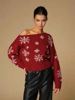 New Asymmetrical Snowflake Knit Top Sweater Tops|Sweaters & Cardigans
