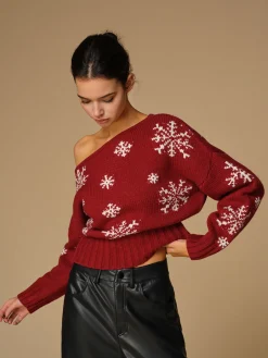 New Asymmetrical Snowflake Knit Top Sweater Tops|Sweaters & Cardigans