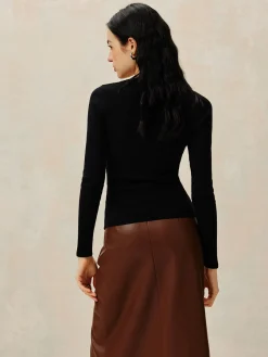 Discount Asymmetrical Split Button Knit Top Sweater Tops|Sweaters & Cardigans