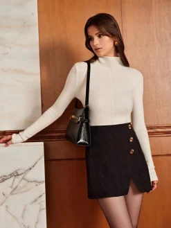 Asymmetrical Split Mini Skirt Skirts|Bottoms