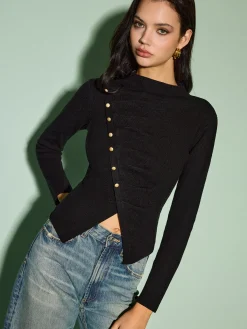 Outlet Asymmetrical Split Skinny Sweater Knitwear|Tops