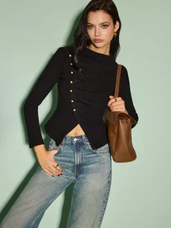 Outlet Asymmetrical Split Skinny Sweater Knitwear|Tops