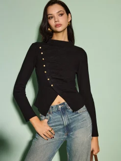 Outlet Asymmetrical Split Skinny Sweater Knitwear|Tops