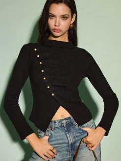 Outlet Asymmetrical Split Skinny Sweater Knitwear|Tops