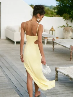 Sale Asymmetrical Split Thigh Cutout Long Dress Vacation Dresses|Summer Dresses