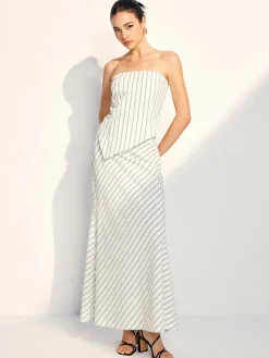 Asymmetrical Stripe Tube Skirt Set Skirt Sets|Long Sleeve Sets