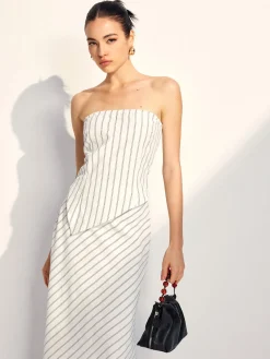 Asymmetrical Stripe Tube Skirt Set Skirt Sets|Long Sleeve Sets