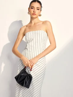 Asymmetrical Stripe Tube Skirt Set Skirt Sets|Long Sleeve Sets