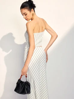 Asymmetrical Stripe Tube Skirt Set Skirt Sets|Long Sleeve Sets