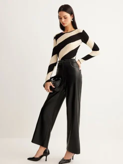 Hot Asymmetrical Striped Slim Knit Top Sweater Tops|Sweaters & Cardigans