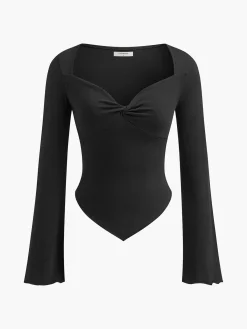 Sale Asymmetrical Sweetheart Knotted Jersey Top T-shirts|Tops