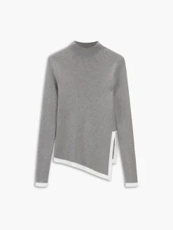 Discount Asymmetrical Trim Mock Neck Sweater Sweater Tops|Sweaters & Cardigans