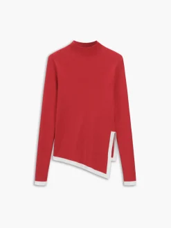 Discount Asymmetrical Trim Mock Neck Sweater Sweater Tops|Sweaters & Cardigans